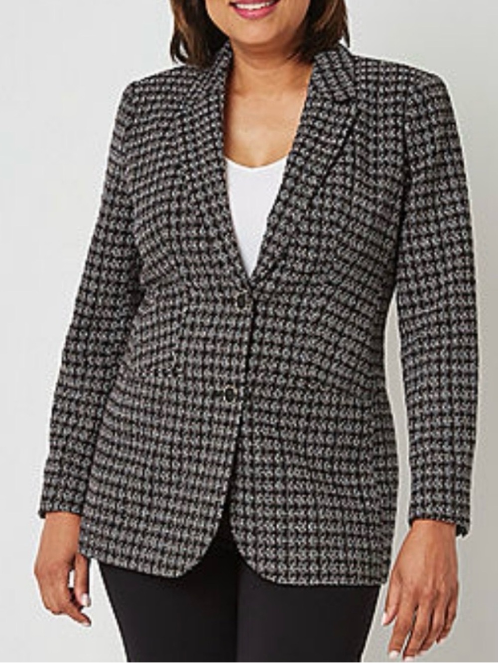 Liz Claiborne Black and White Houndstooth Blazer
